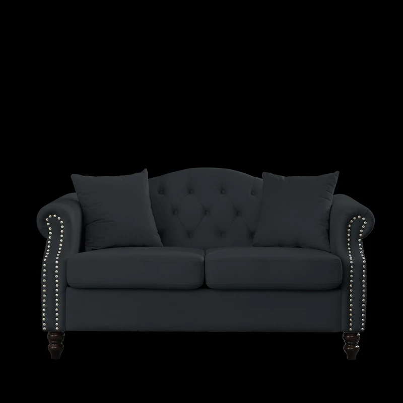 Streamdale 57" Velvet Chesterfield Sofa with Rolled Arms