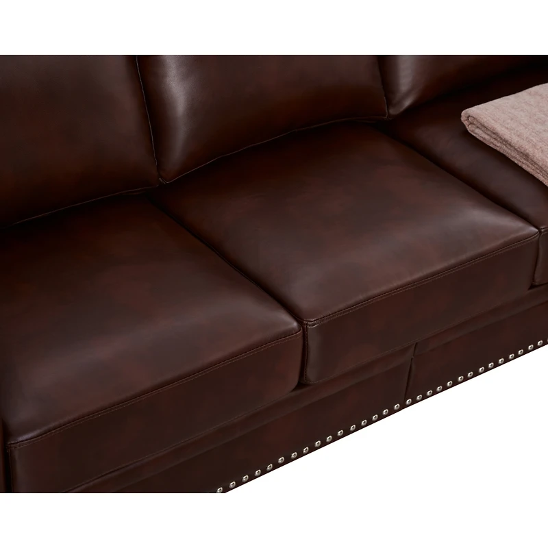 Streamdale Furniture Classic Living Room Nails Sofa Burgundy Faux Leather