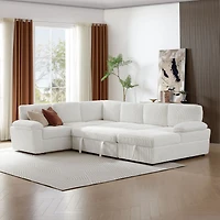 Streamdale Furniture Corduroy Modular Sleeper Sofa for Home & Office