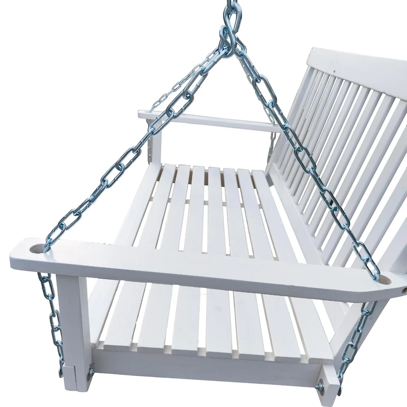 Streamdale Outdoor Wood Swing with Armrests, Easy Assembly