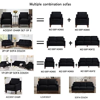 Simplie Fun Upholstered Black Velvet Loveseat Sofa with Wooden Legs