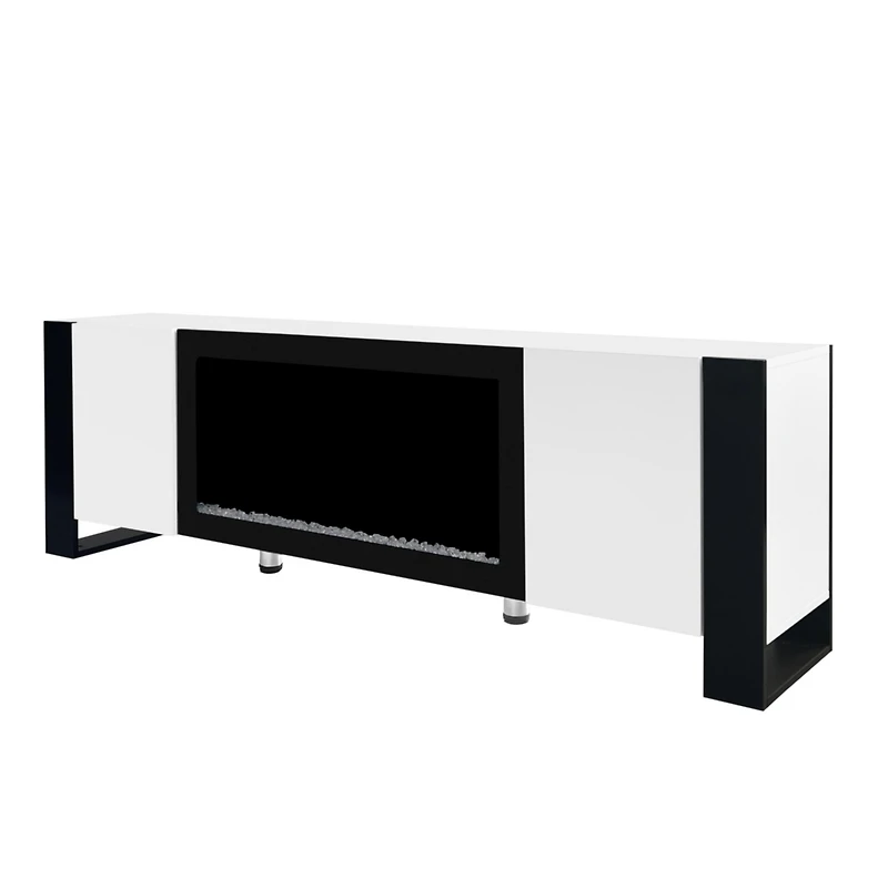 Streamdale High Gloss White Tv Stand with Electric Fireplace