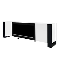 Streamdale High Gloss White Tv Stand with Electric Fireplace