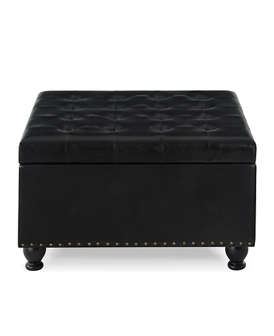 Streamdale Furniture Black Upholstered Ottoman with Wooden Legs