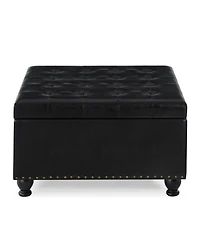 Streamdale Furniture Black Upholstered Ottoman with Wooden Legs