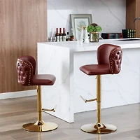 Simplie Fun Adjustable Swivel Bar Stools, Wine Red, Set of 2