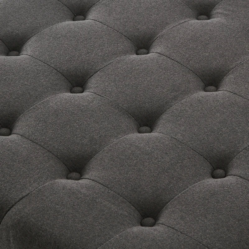 Streamdale Dark Grey Button Tufted Ottoman with Storage