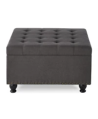 Streamdale Dark Grey Button Tufted Ottoman with Storage