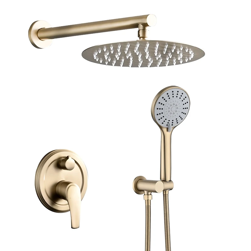 High Pressure Wall Mounted Shower With 5-Function Handheld Shower Head