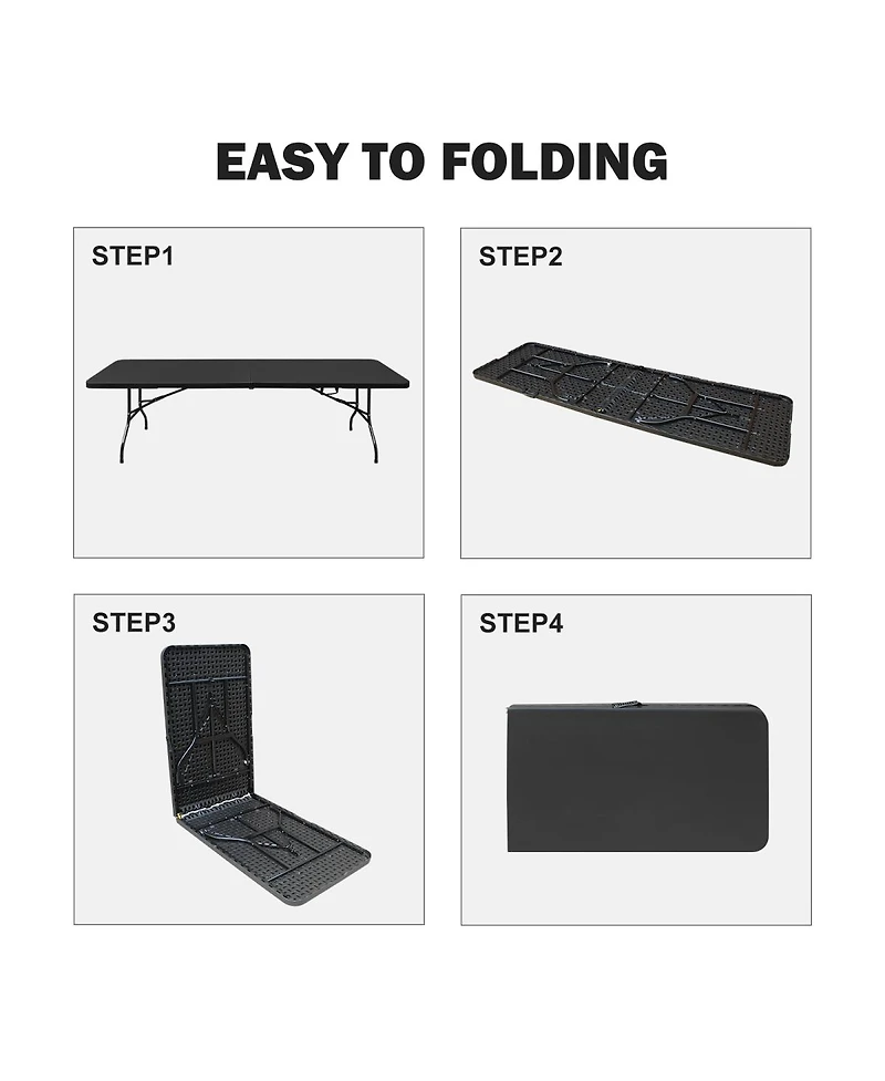 Streamdale Portable Plastic Camping Table, High Load Bearing Foldable Black Table