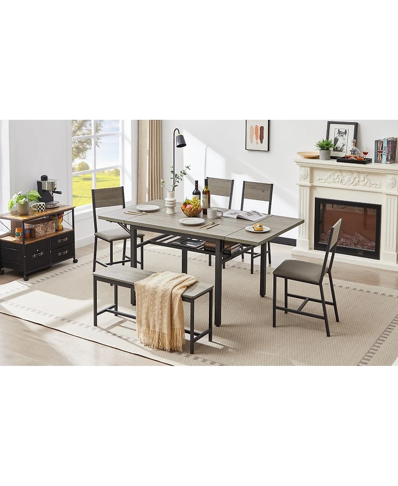 Streamdale Folding Dining Table, 1.2" Thick, Grey, 63.2" L X 35.5" W X 30.5" H