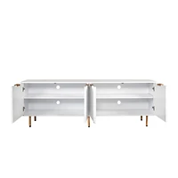 Modern Warm White Tv Cabinet For 80 Inch Tv Stands, For Living Room Bedroom