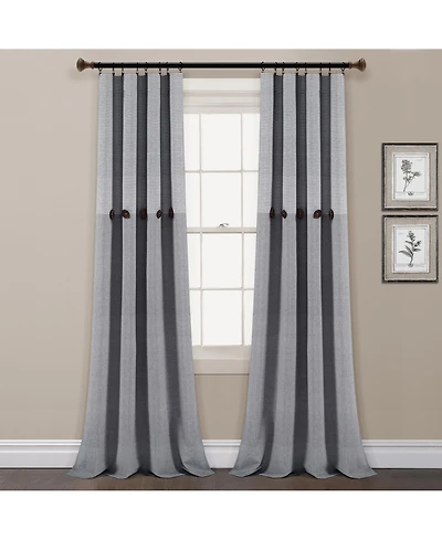 Lush Decor Farmhouse Button Stripe Yarn Dyed Woven Cotton Window Curtain Panels