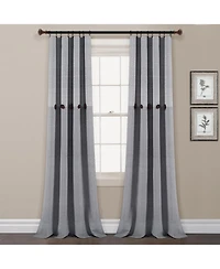 Lush Decor Farmhouse Button Stripe Yarn Dyed Woven Cotton Window Curtain Panels