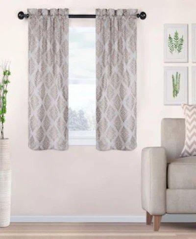 Superior Modern Venetian Damask Jacquard 2 Piece Curtain Panels