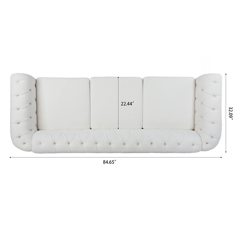 Streamdale Furniture 84.65" Rolled Arm Chesterfield 3 Seater Sofa