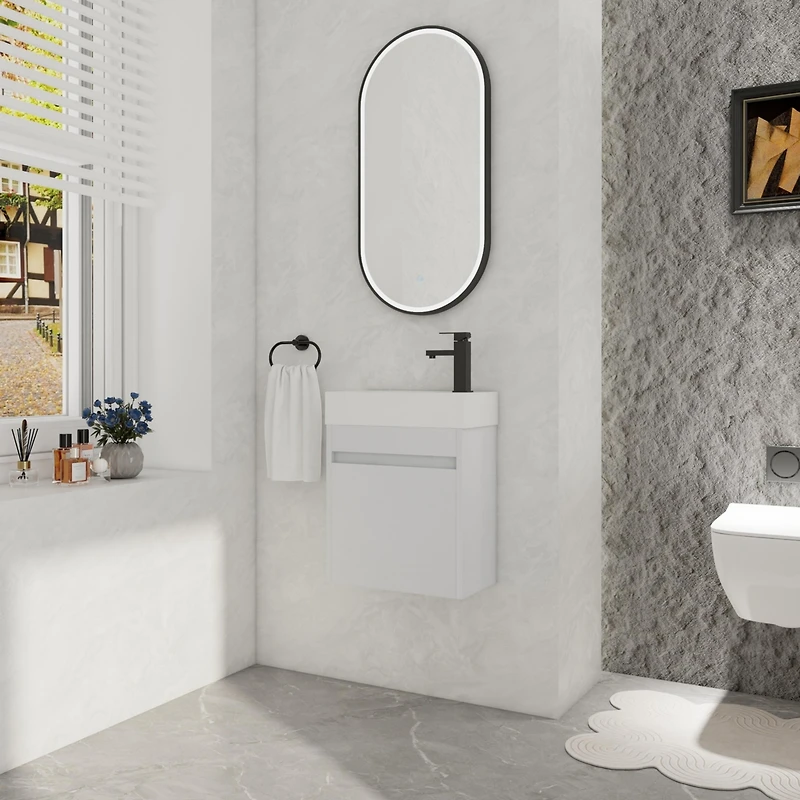 Streamdale Floating Bathroom Vanity with Resin Sink and Soft-Close Door