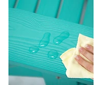 Simplie Fun Tale Folding Adirondack Chair with Pullout Ottoman with Cup Holder, Oversized, Poly Lumber, for Patio Deck Garden, Backyard Furniture, Eas