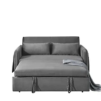 Streamdale Furniture 55" Modern Convertible Sofa Bed With 2 Detachable Arm Pockets, Velvet Loveseat Sofa With Pull Out