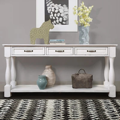 Streamdale 63" Wood Console Table with Drawers & Shelf
