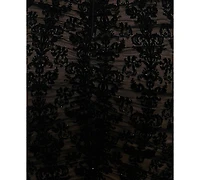 City Studios Juniors' Flocked Ruched V-Cut Mini Dress