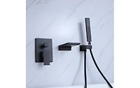 Matte Black Bathtub Faucet with Wall Mount and Handheld Shower