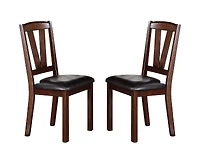 Streamdale Walnut Wood Framed Back Dining Chairs w/ Cushions (Set of 2)