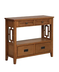 Simplie Fun 36" Farmhouse Pine Wood Console Table Entry Sofa Table With 4 Drawers & 1 Storage Shelf