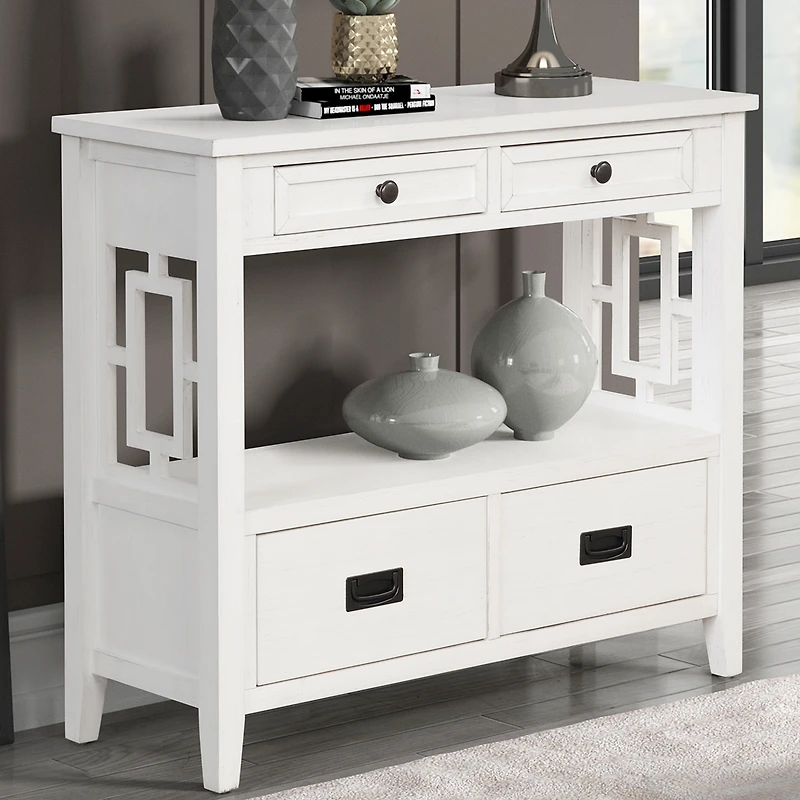 Streamdale 36" Farmhouse Console Table with Drawers and Shelf