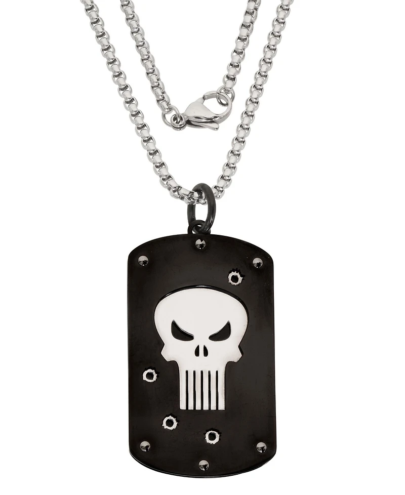 Marvel The Punisher Stainless Steel (316L) Pendant, 22'' Box Chain