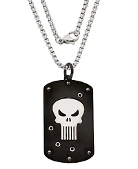 Marvel The Punisher Stainless Steel (316L) Pendant, 22'' Box Chain