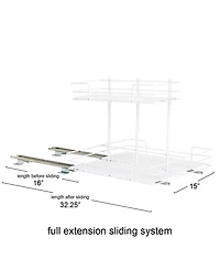 Household Essentials Glidez Paint-Finished Steel Pull-Out/Slide-Out Storage Organizer with Plastic Liners for Under Sink or Cabinet 2 -Tier Design