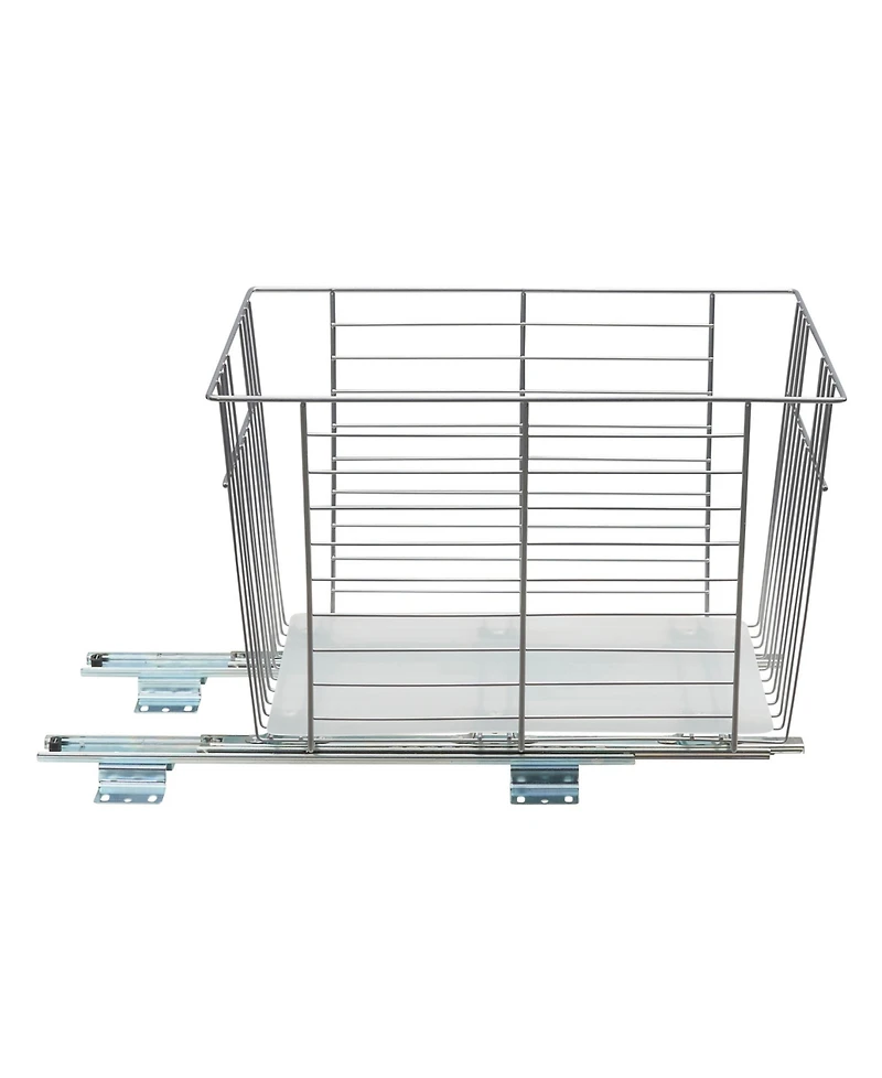Household Essentials Glidez Steel Pull-Out/Slide-Out Storage Organizer with Plastic Liner for Under Cabinet or Wire Shelf Produce Bin Design