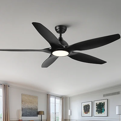 Streamdale 60 In Integrated Led Ceiling Fan Lighting With Black Abs Blade