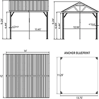 12'X 14' Aluminum Gazebo with Steel Canopy