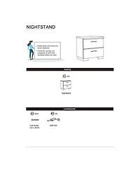 Simplie Fun Black Nightstand with Usb Charger & Chrome Accents