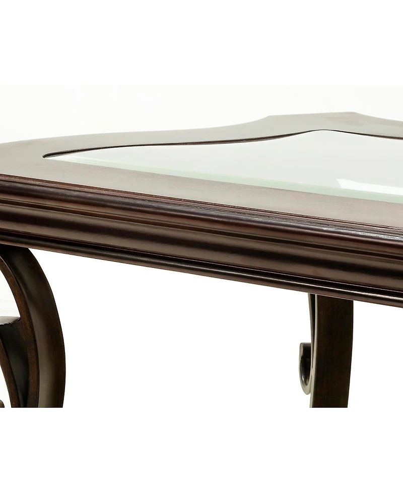 Streamdale Glass Sofa Table with Marble-Inspired Shelf