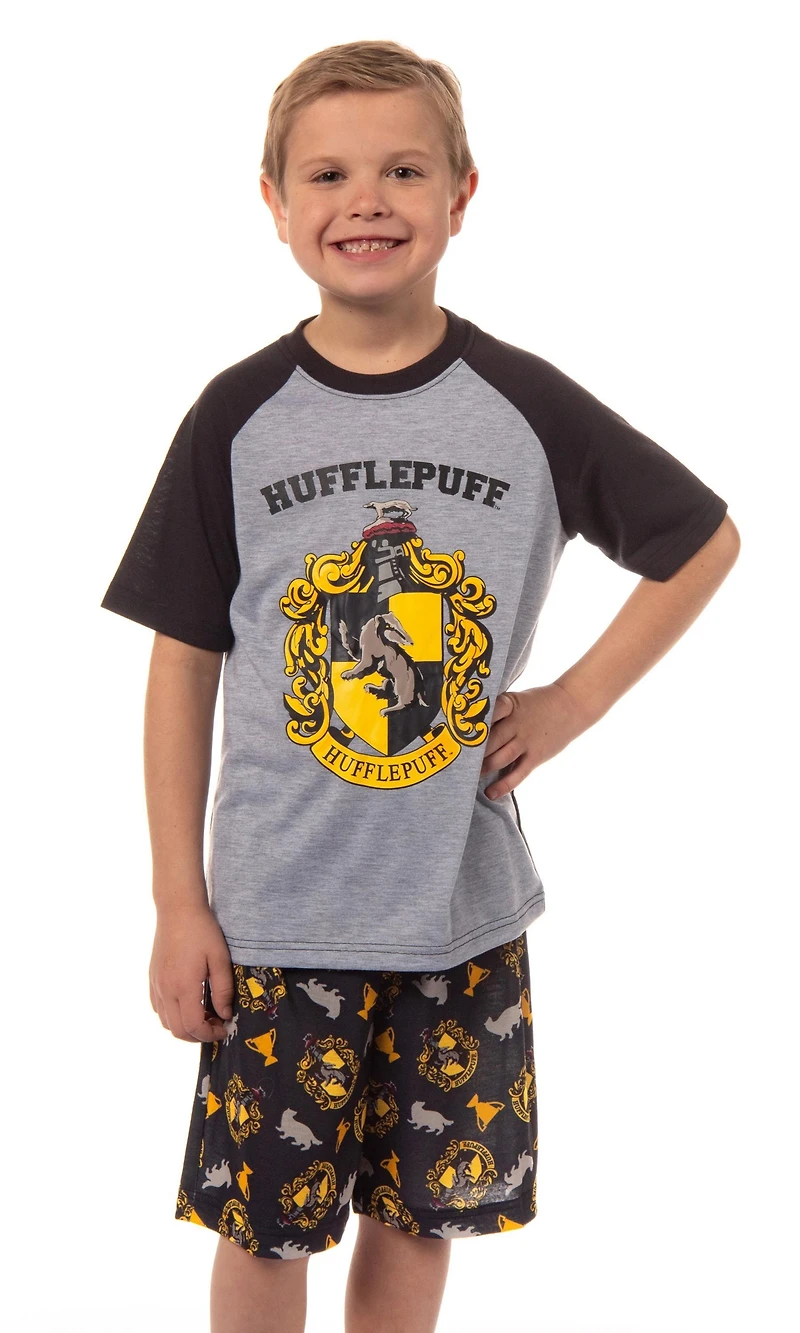 Harry Potter Boys Hogwarts Castle All Houses 2 Piece Raglan Pajama Set
