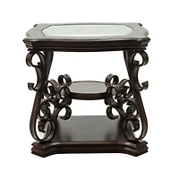 Streamdale Glass Top End Table with Marble Shelf and Metal Legs