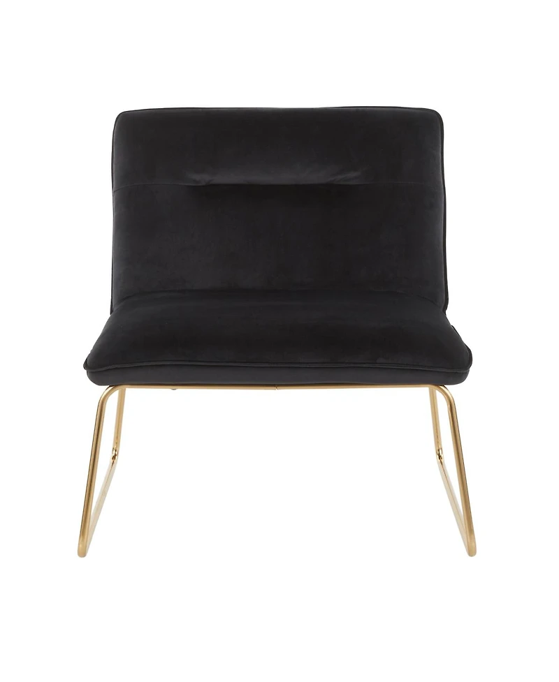 Simplie Fun Casper Contemporary Accent Chair In Gold Metal And Black Velvet