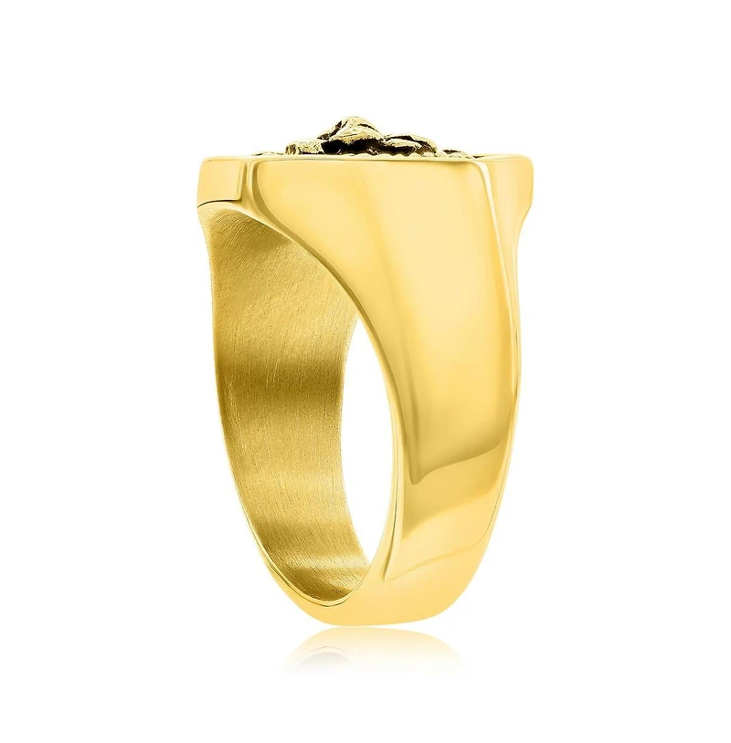 Stainless Steel Oxidized Lion Ring