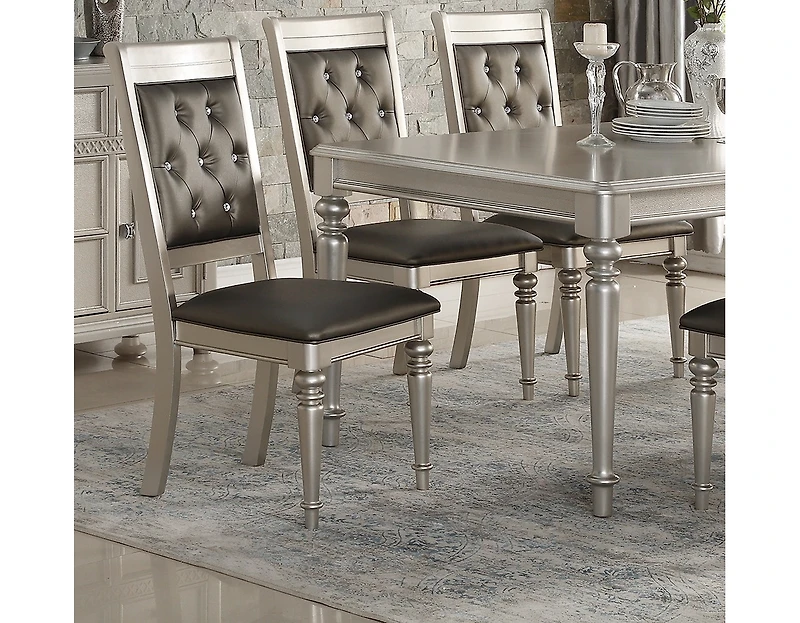 Simplie Fun Luxury Silver Accent Tufted Upholstered Chairs Set Of 2 Dining Side Chairs