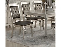 Simplie Fun Luxury Silver Accent Tufted Upholstered Chairs Set Of 2 Dining Side Chairs