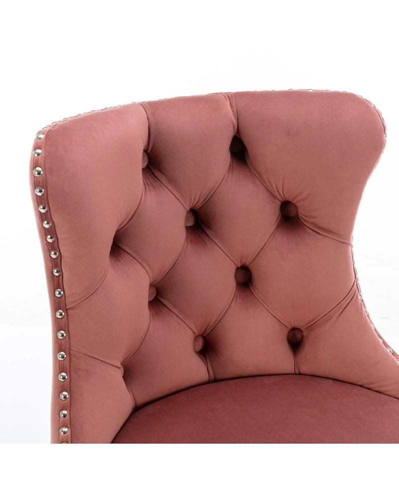 Simplie Fun Modern Pink Velvet Swivel Barstools, Set of 2