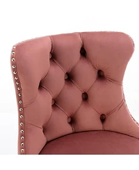 Simplie Fun Modern Pink Velvet Swivel Barstools, Set of 2