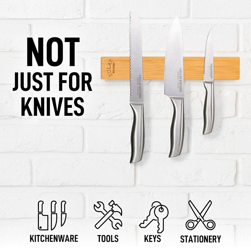 Seamless Bamboo Wood Magnetic Knife Holder - Wooden Strip for Organizing your Kitchen