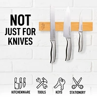 Seamless Bamboo Wood Magnetic Knife Holder - Wooden Strip for Organizing your Kitchen