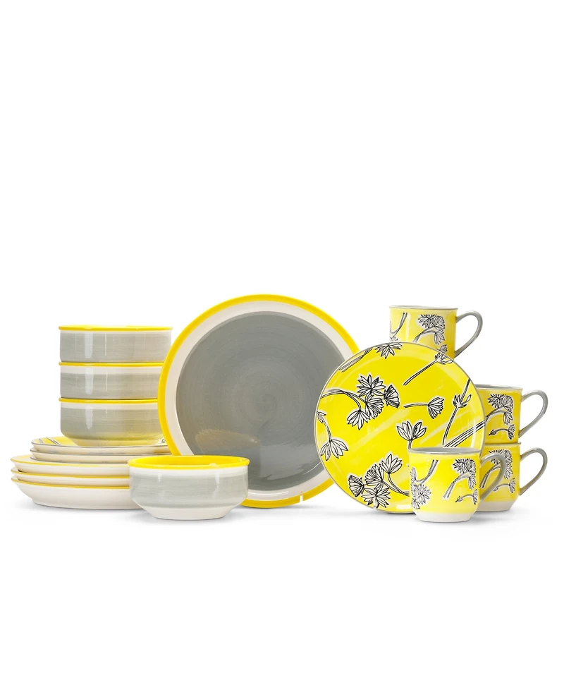 Baum Sunny Floral 16 Pc. Dinnerware Set, Service for 4