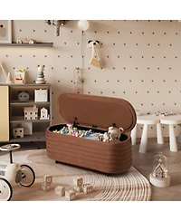 WestinTrends 42" Wide Mid-Century Modern Upholstered Velvet Tufted Oval Storage Ottoman Bench