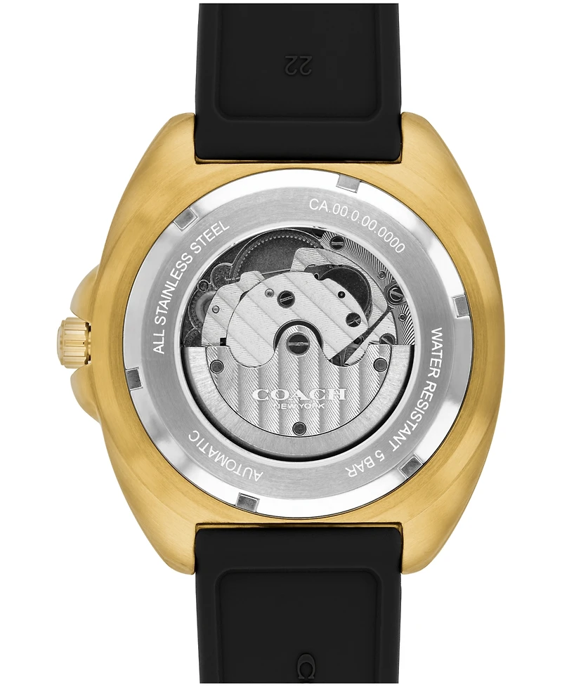 Coach Men's Charter Automatic Black Silicone Watch 44mm